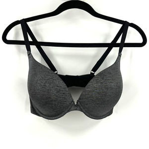 Adore Me Black Gray Underwire T-shirt Bra, Adjustable Straps Basic Women 34DDD